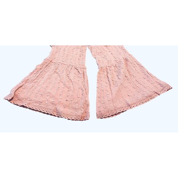 PAISLEY VINE BELL SLV RND NECK MIDI FIT & FLAIR WAIST DRESS, WOMENS-L-SOFT PINK - Picture 10 of 12